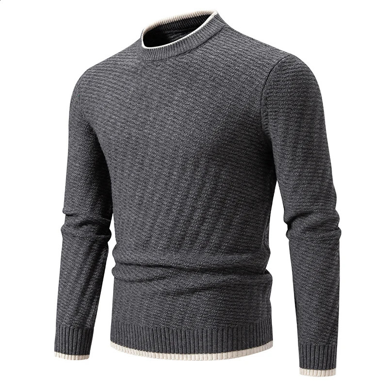 Autumn O-neck pullover sweater mens fashionable casual knitted pullover sweater mens slim fit knitted pullover sweater 240930