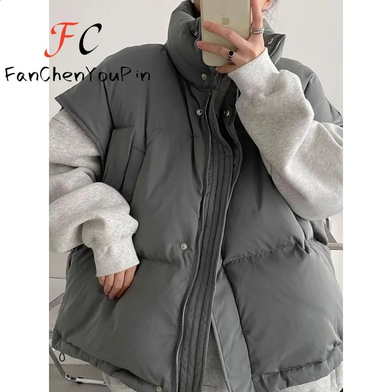 Cotton womens vest autumn and winter loose stand collar sleeveless jacket casual thick warm vest jacket inventory 240929