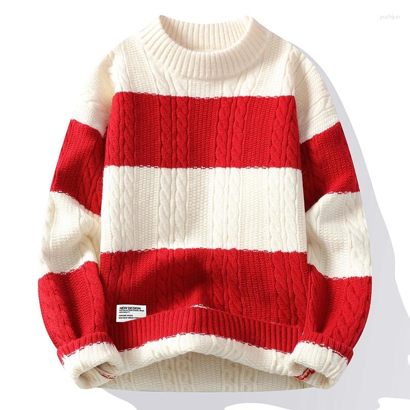 Pulls pour hommes 2024 automne hiver haut de gamme épais pull chaud hommes vêtements coréen harajuku hommes à manches longues col rond mâle pull