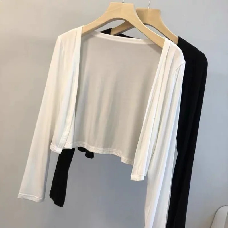 Shrugs Women Solid Breathable Sun Shading Bolero Shirt Tops Cardigans Korean Style Female Allmatch Shawl Modal Chic Tops 240930