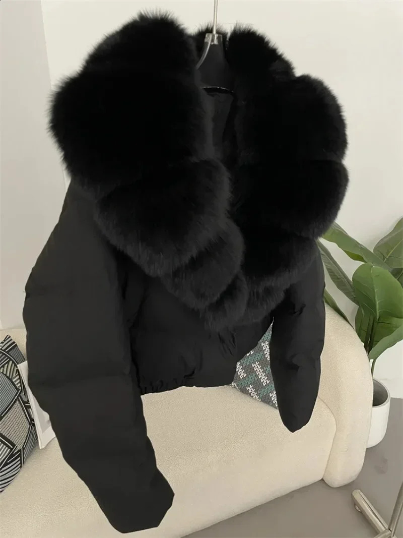OFTBUY 90% White Duck Down Jacket Large Natural Fox Fur Coat Womens Autumn and Winter Womens Feather Short Coat Thick and Warm 240930