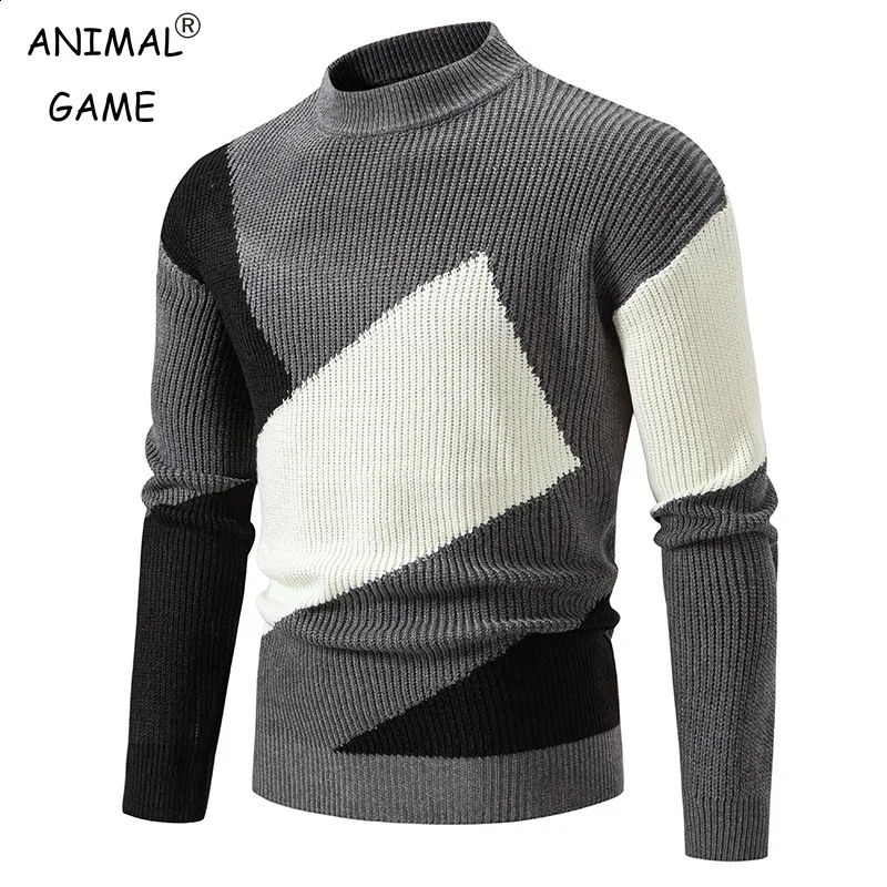 Couleur pour hommes assortis pull tricoté à la mode décontractée respirante classique classique basique semi-tortue street street street hiver ch