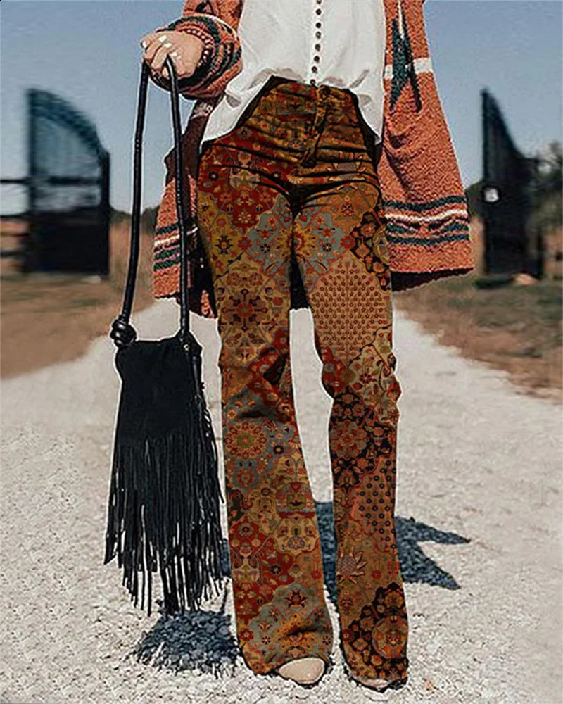 Trendy Women High Waist Flare Jeans Lady Bell Bottom Denim Pants Street Streetwear Distressed Classic Length Long Trousers 240924Z