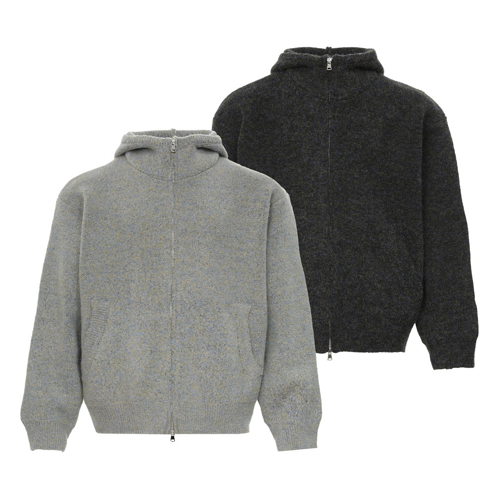 Cardigan haut à cou collé à capuche massif en tricot Hiver d'automne lâche American Street Fashion Zip up Pull Men de tricot lâche Y2K