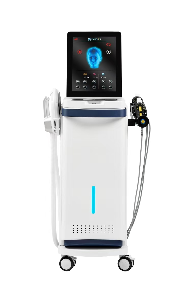 2 In 1 High Pulse Hifm Massage 6 Handles Emrf Ems Face Lift Face Wrinkle Removal Machine Anti-aging Rf Ems Facial Machine