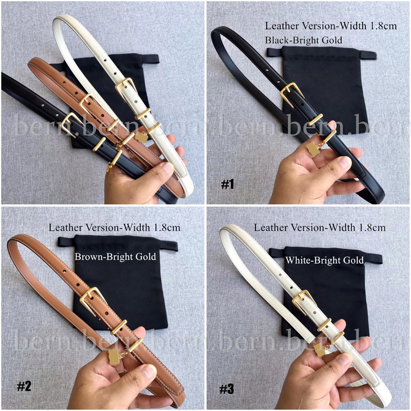 Premium Leather 1.8cm Width Fashion Women's Belt With Classic Logo Pendant for Women Belts with Gift Box Christmas Gift-image-909697196