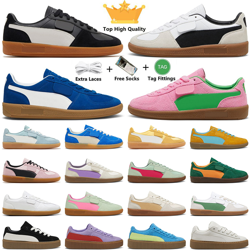 Puma Plateforme de conception Palerme Vieilles chaussures de sport Chaussures de loisirs en cuir Chewing-gum noir gris pour les femmes Chaussures