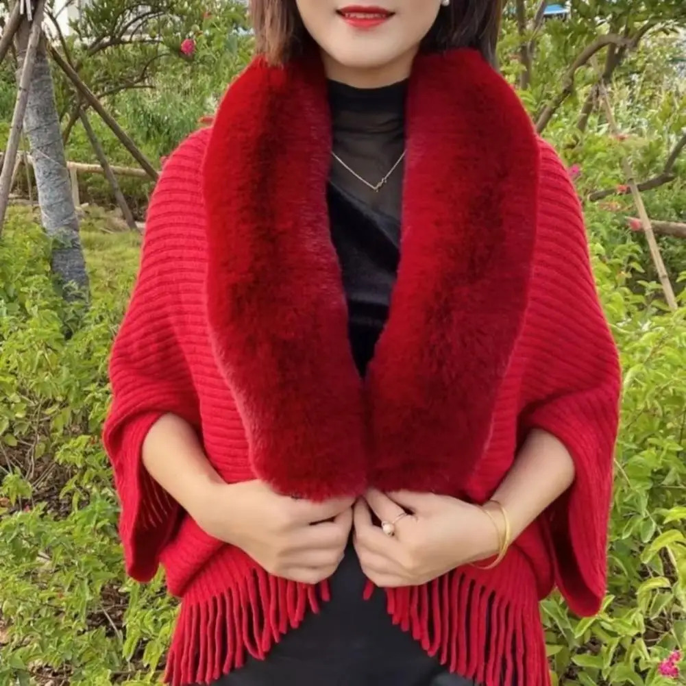 Womens winter shawl jacket knitted thick plush edge cardigan wool sweater artificial fur solid color cardigan party dance cardigan 241007