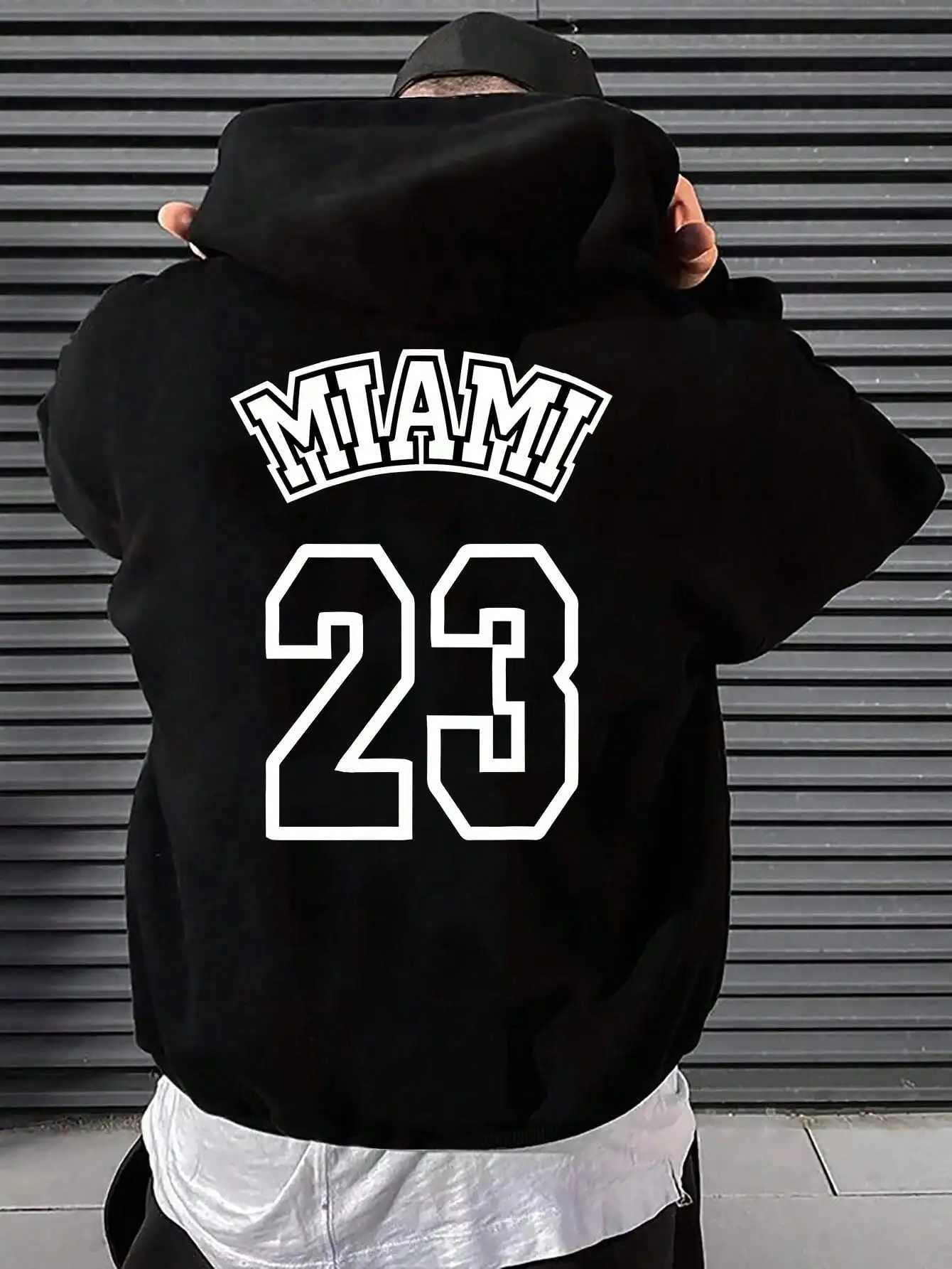 Mens Hoodies Sweatshirts Miami 23 Art Hollow Letter Print Hoodie Mens Flce Warm Hoodie Fashion Casual Clothing Autumn Hip Hop Sportswear Strt Poc