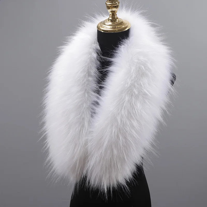 Womens artificial fox fur collar shawl fur collar winter warm coat hood fur decoration fake fur scarf 241007