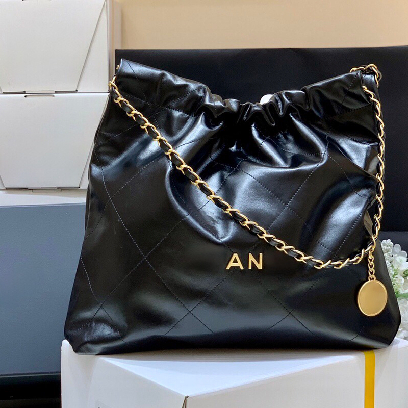 22 Bag Garbage Bag Medium Handbag Designer Shoulder Bag Genuine Leather 42CM Mirror Quality Woman Handbag Chain Shopping Bag Designer Bag Tote Bag 1