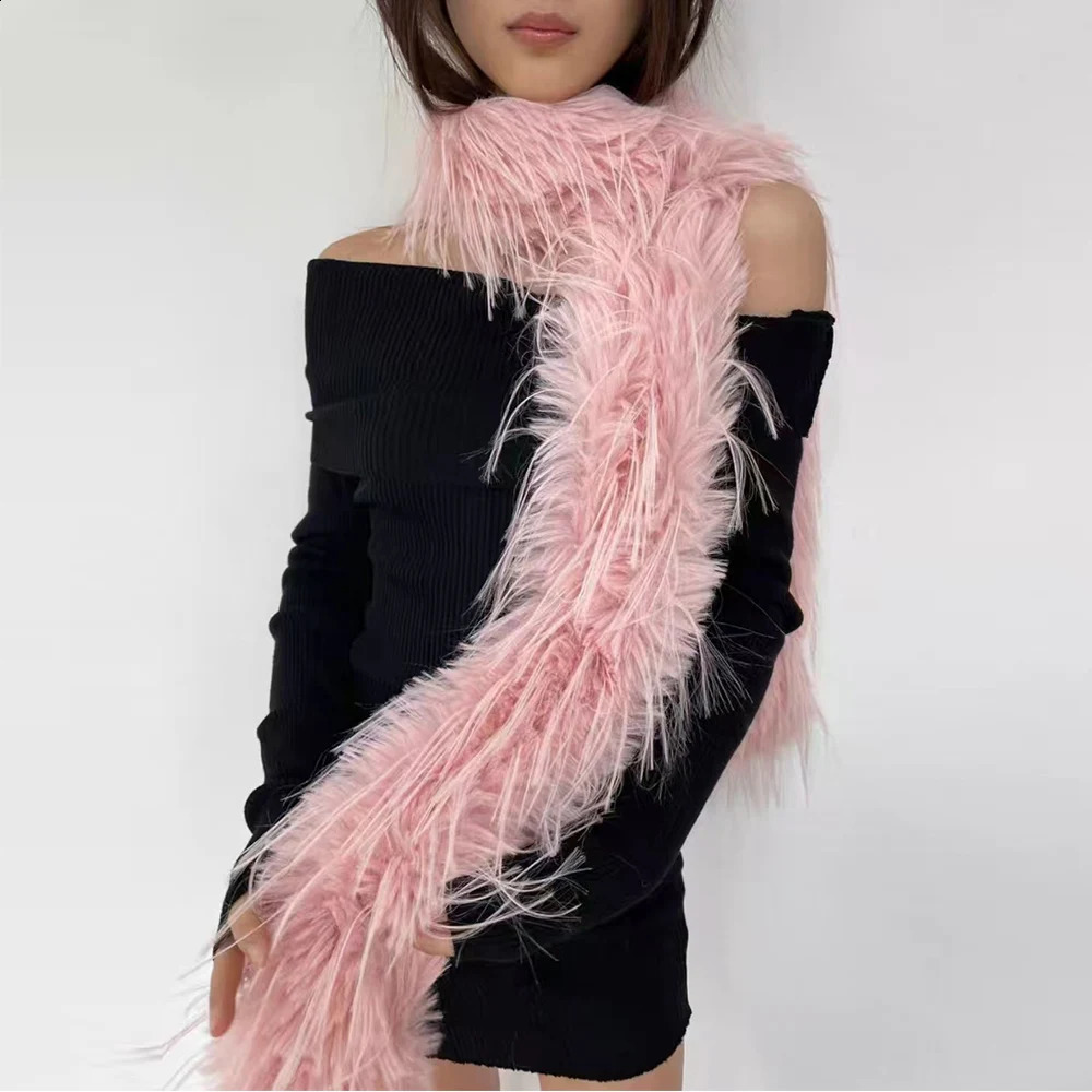 Winter Fluffy Scarf Womens Retro Tassel Versatile Neck Warm Personalized Long Comfortable Emo Scarf Classic Soft Shawl 241007
