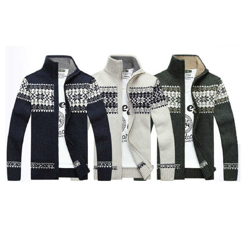 Les pulls d'automne et d'hiver pour hommes jacquard jacquard slim fit stand up cols pulls tendance vestes décontractées cardigans tricotés pour m