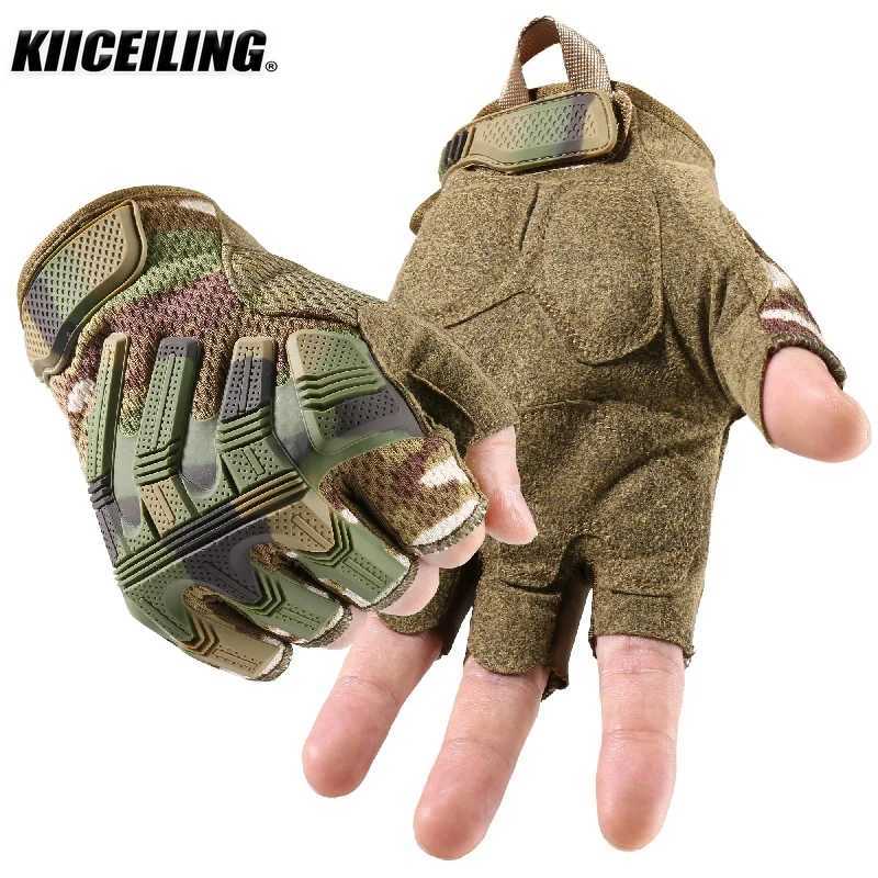 KICEILING tactical gloves touch screen design half finger gloves suitable for mens shooting hiking horseback riding training climbing gloves CL24
