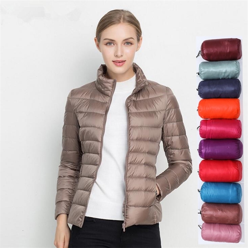 Womens Spring Jacket Fashion Short Ultra Light Packaging Inflatable Jacket 15 Color Womens Down Warmth Korean Ultra Thin Set Parkas 5XL 240930CJ