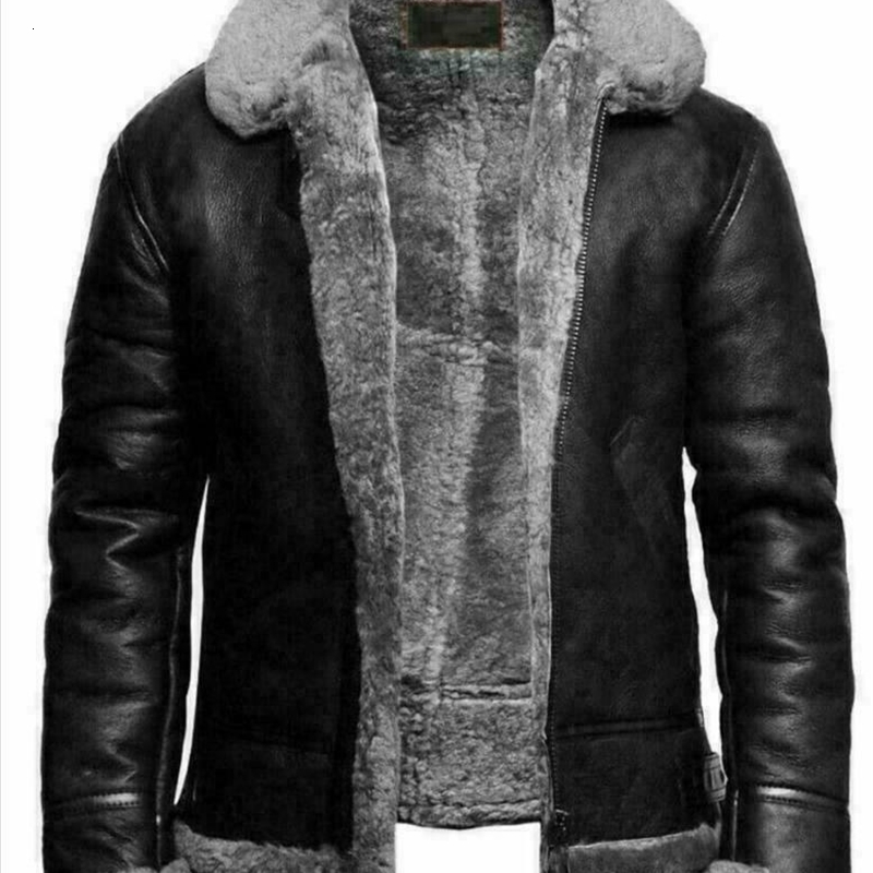 Autumn and winter mens synthetic fur integrated long sleeved jacket 241007