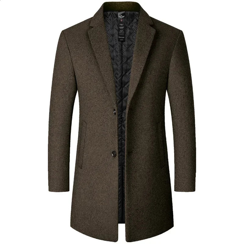 Mens wool coat for autumn and winter mid length trench middle-aged and elderly mens coat for business and leisure Casaco Masculino 240930