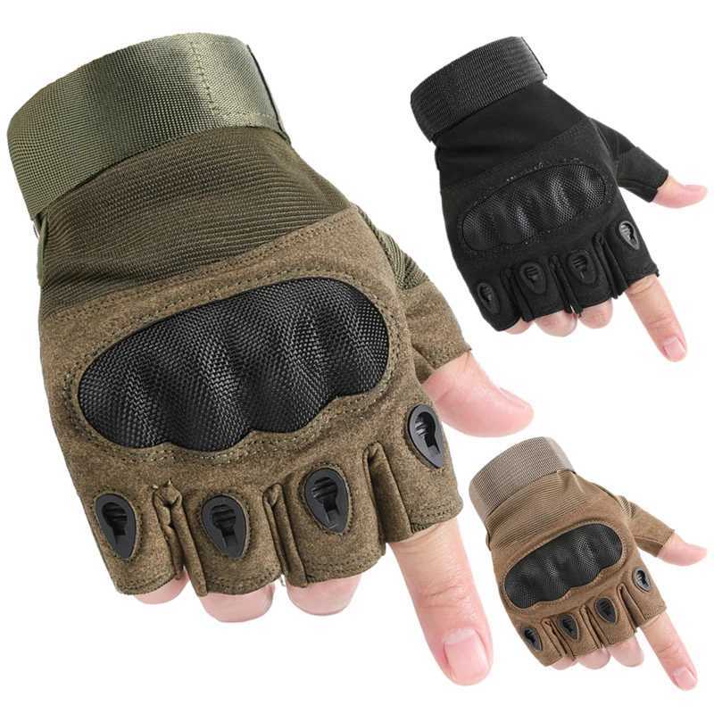 Lightweight carbon fiber tactical gloves for riding fitness bikes semi finger motorcycles hard finger no finger fitness gloves CL241007