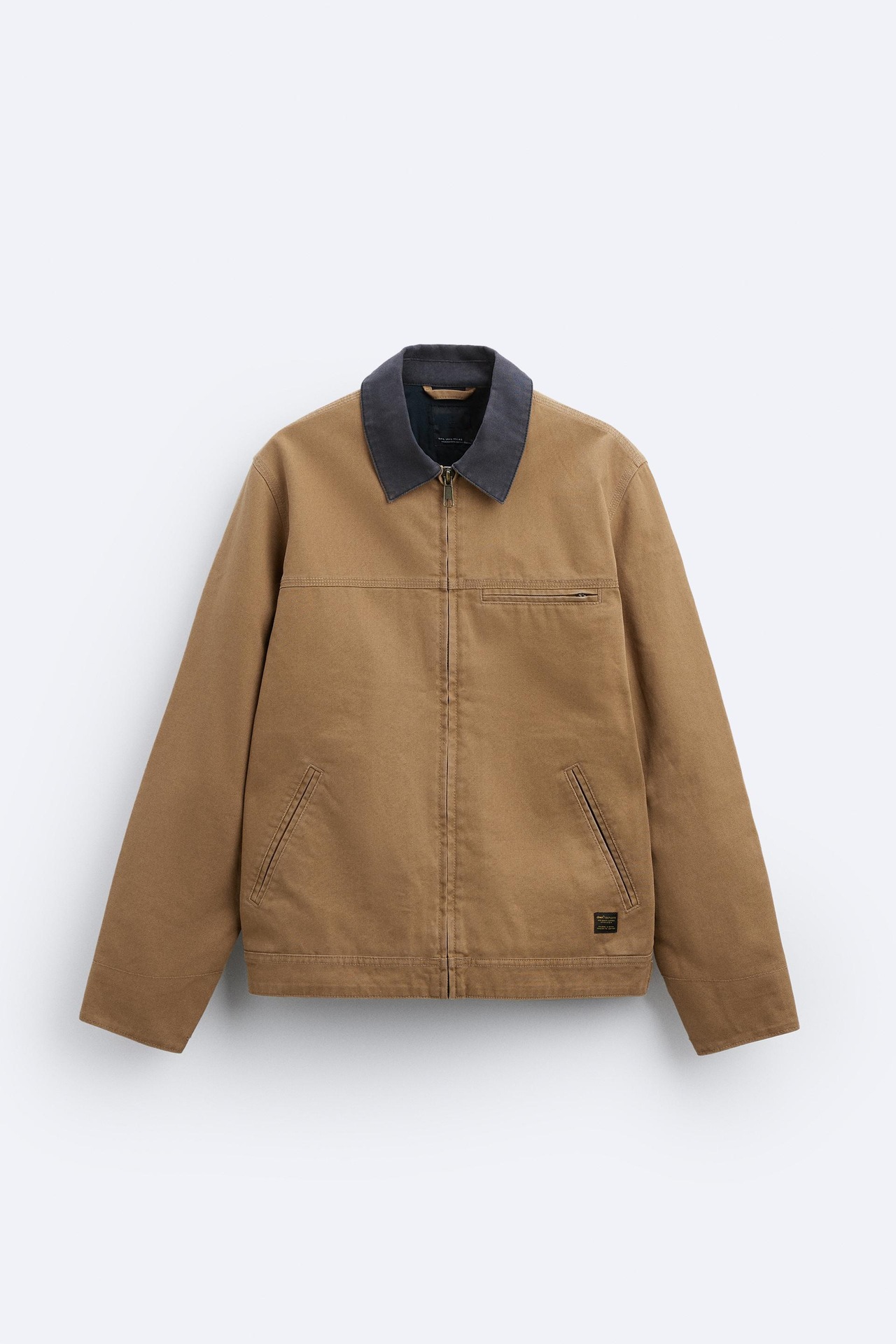 Color Collision Collar Washed Jacket For Men Chic Loose Lapel Long Sleeve Cotton Coats Male High Street Casual Zipper Outerwear