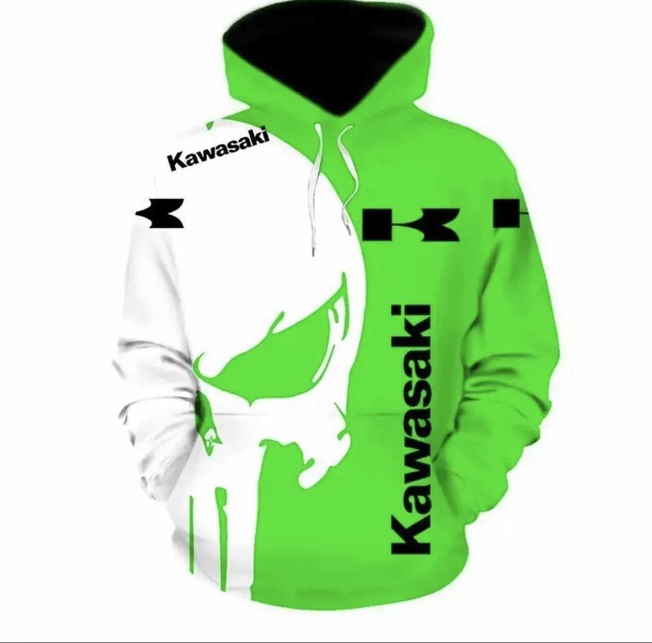 Sweats à capuche pour hommes Sweatshirts Kawasaki Motorcycle Racing Team Sweat à capuche zippé pour hommes 2024 Printemps / Été Vêtements de spor