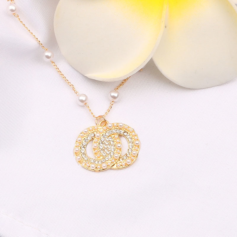 Luxury Women Designer Necklace Choker Chain Crystal Rhinestone 18K Gold Plated Pendants Necklaces Statement Wedding Jewelry-image-771534323