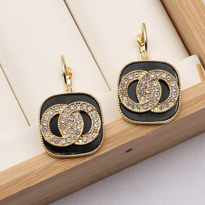 Fashion Womens Earrings Designers Letter Ear Stud 18K Gold Plated Crystal Geometric Earring for Wedding Party Jewerlry Accessories-image-766018974