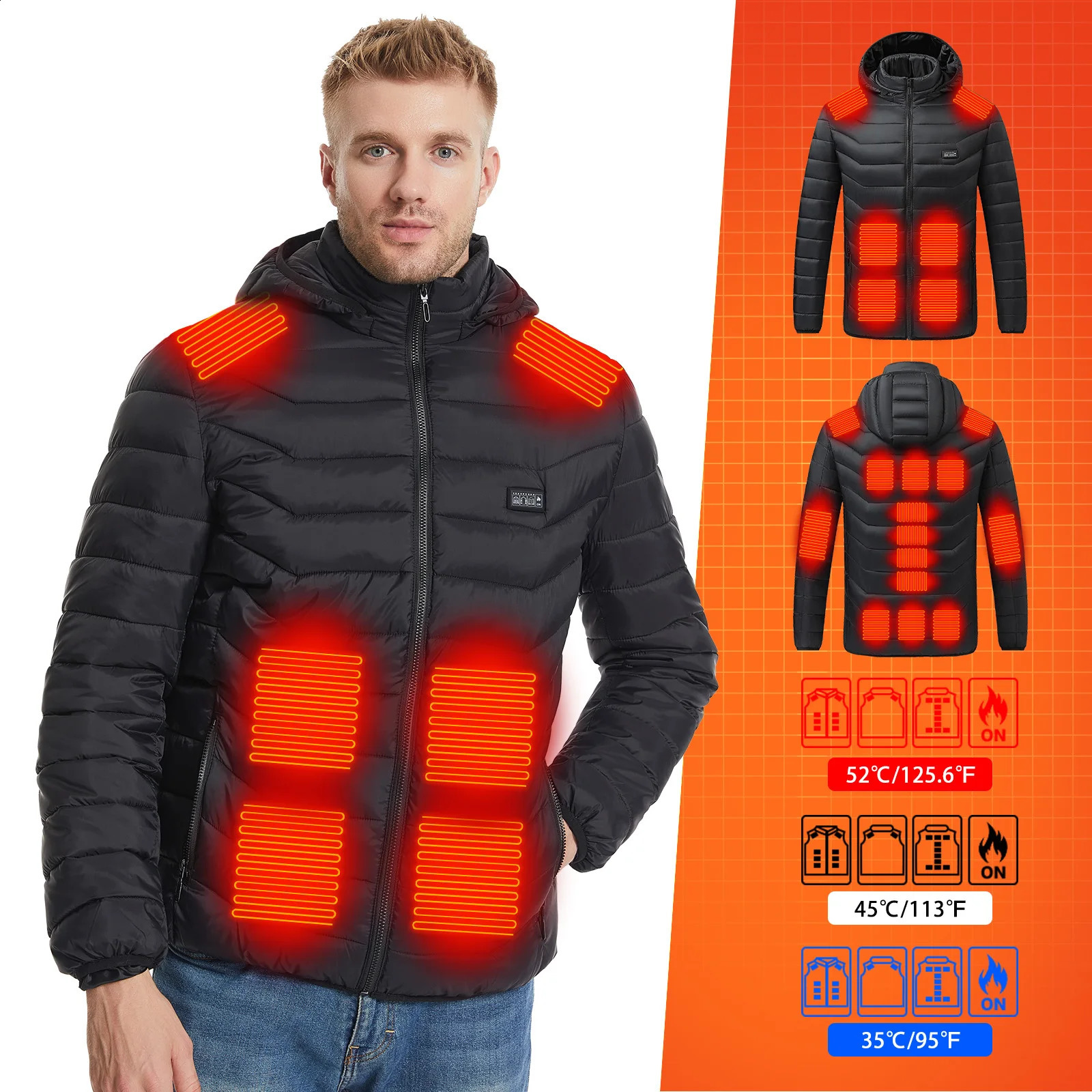 Heated Jacket 21 Areas Heated Jacket Winter Mens Womens Jacket USB Electric Heating Jacket Heated Vest Moto Thermal Clothing C 241008