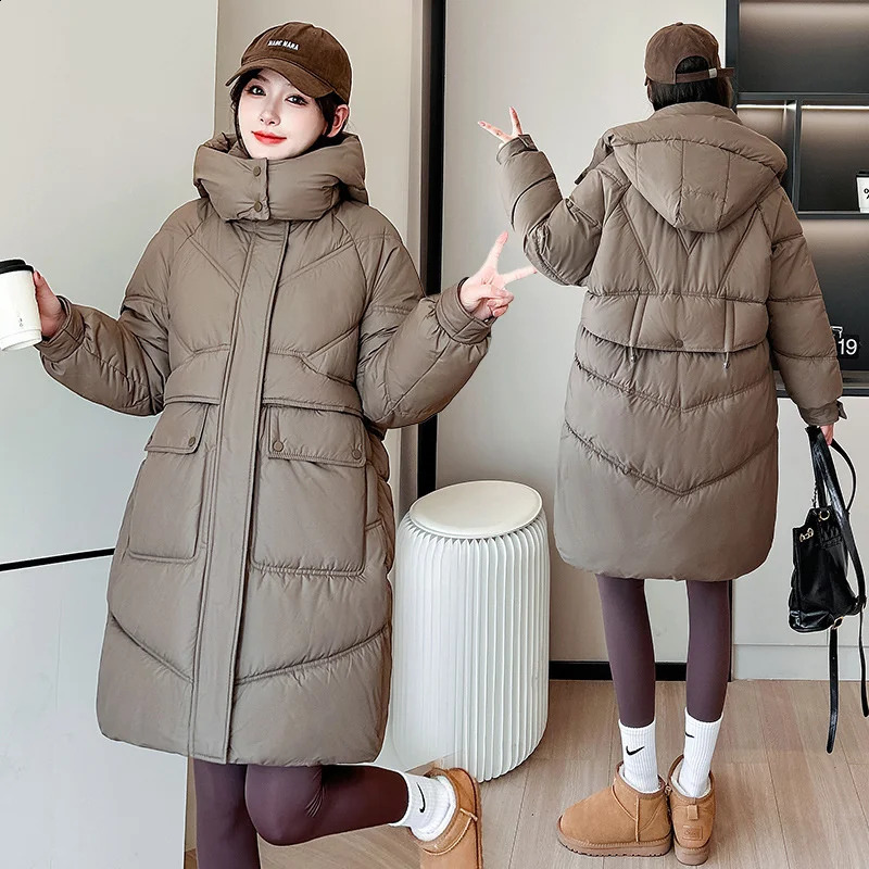 winter jacket womens Parkas Down cotton jacket Korean warm hooded jacket womens thick chiffon jacket 241007
