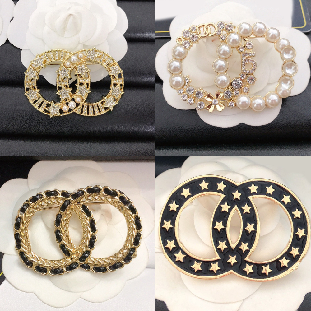 Gold Plated Silver Brooches Pins Womens Brooch Designer Letter Inlay Crystal Pearl Jewelry Charm Pin Classics Marry Wedding Gift