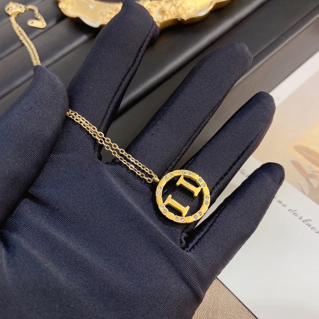 Luxury Design Necklace Choker Chain 18K Gold Plated Stainless Steel Necklaces Pendant Fashion Women Wedding Gifts Jewelry Accessories-image-765756654
