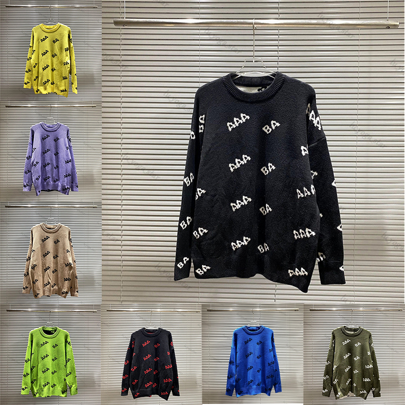 Autumn And Winter Mens Sweaters Fashion Designer Letter Pattern Loose Round Neck Casual Base Long-sleeved Sweater