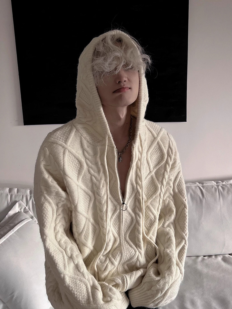 Men's Outerwear Lazy Style Japanese Hooded Cardigan Sweater Mens Autumn Winter Solid Warm Knit Loose Couple Jacket Soft Tops