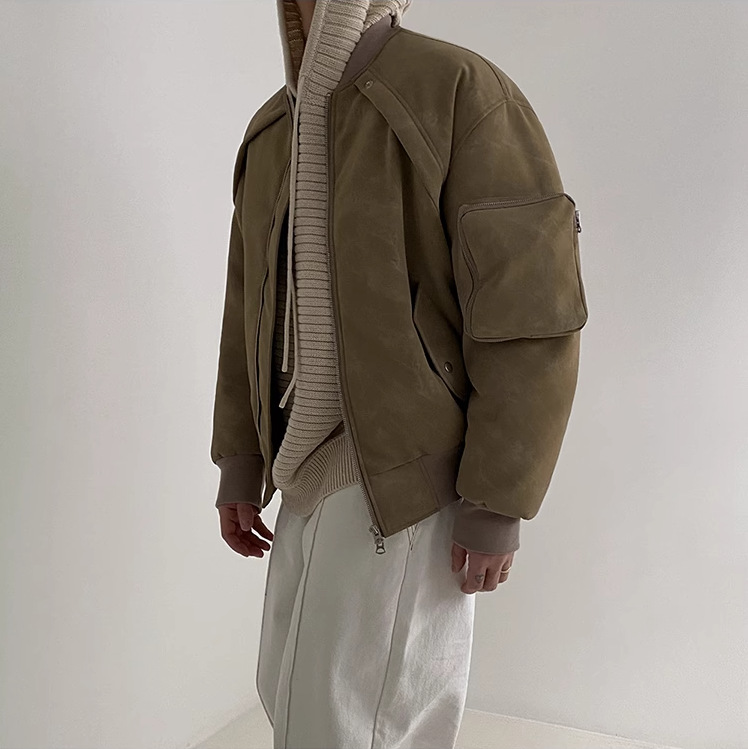Men's Outerwear Retro Suede Jacket Mens Type Winter Coat Fashionable Thickened Warm Korean Version Jacket Men Workwear Coats