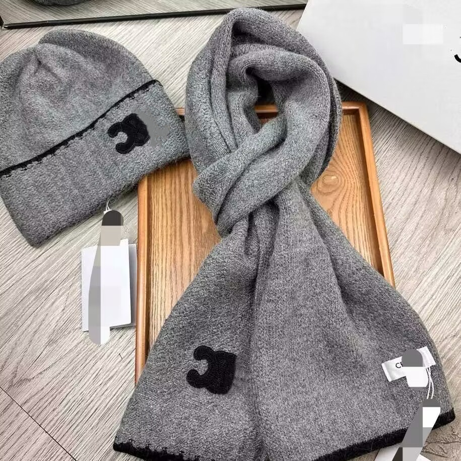 New style High Quality brand Scarf Hat Set For beanies Men Women Winter 2 Piece Design Caps Designer Hats Scarves Wool Beanie Hot