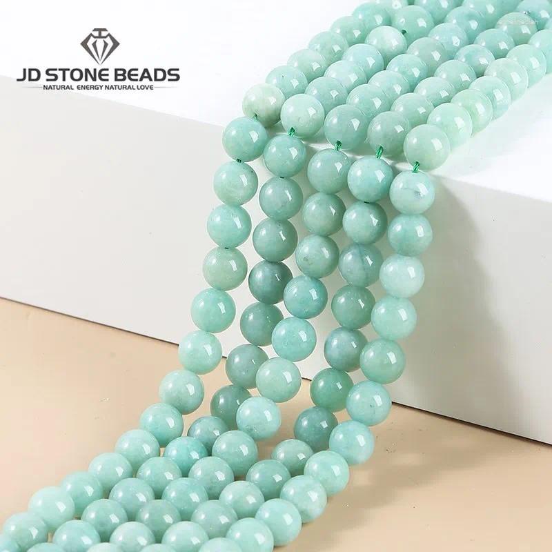 Perles de pierre naturelles en vrac en vrac Green Birman Jade lisse Myanmar Spacer Jasper Perle pour bijoux Faire du bracelet DIY Bracelet à l'ai