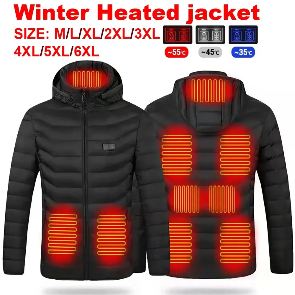 Washable USB Charging Heated Jacket Cotton Hooded Jacket Electric Heating Warm Jacket Outdoor Camping Hiking 241008