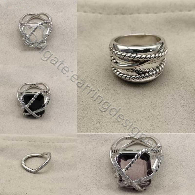 Punk Designer love Diamond S925 setting Ring Twisted Rope White crystal agate Charm jewelry with Couple Multiple Choice Cross customization luxury R