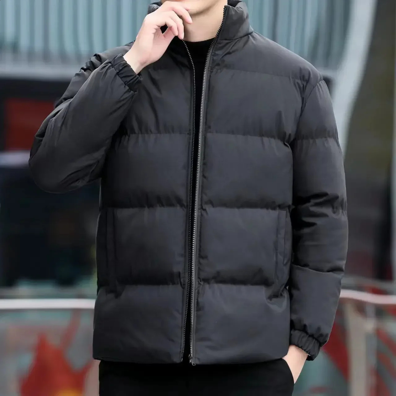 Mens Down Jacket Short Parkas Male Padded Coats Zipper Padding Outerwears Harajuku Fashion Winter Outerwear Warm Clothes 2024 241008