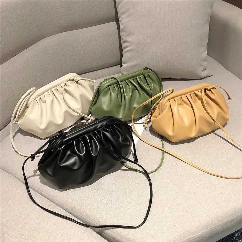 Fashionable shoulder newly arrived cross shaped solid color pleated design womens mini zipper cloud bag Z250318