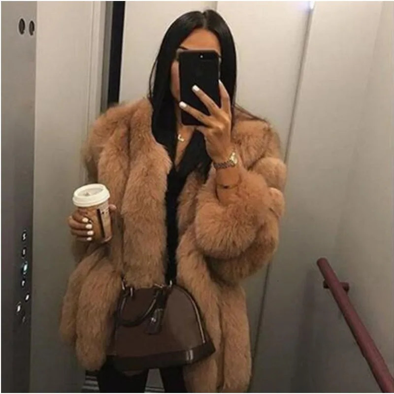 Long synthetic fur leather jacket womens coat loose casual thick warm long sleeved coat Korean fashion autumn winter womens coat 241007