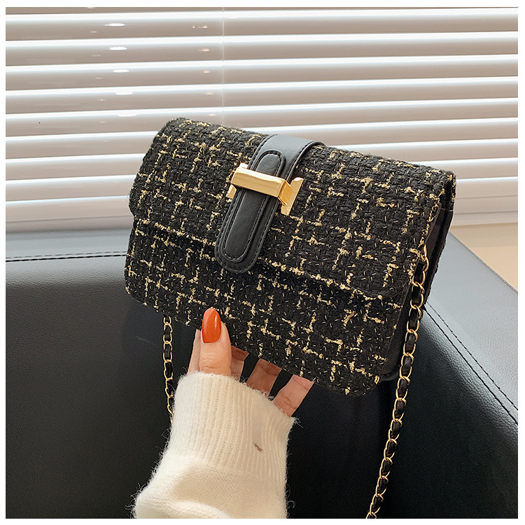 trend new model wrap designer high end chain women s handbag fashion classic leisure square shoulder crossbody bag wool small