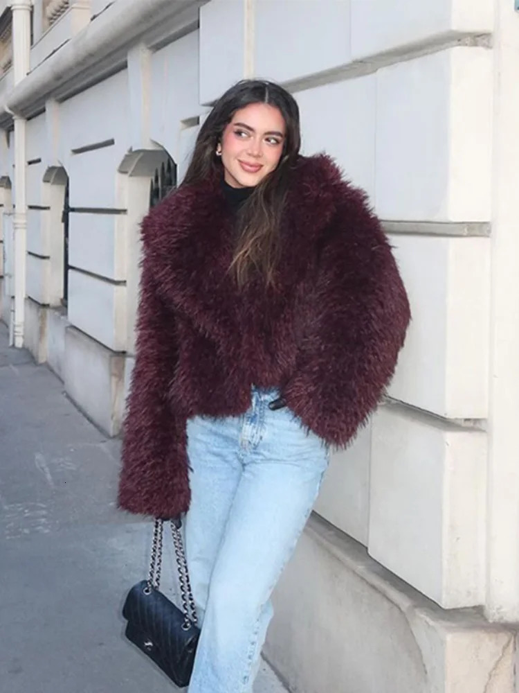 Womens Fluffy Faux Fur Warm Coat Winter Chic Collar Long Sleeve Open cardigan Womens Elegant Pants 241007