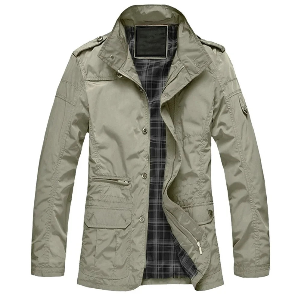 M-5XL Mens Large Casual Long Jacket Spring and Autumn Mens Business Windproof Thin Jacket Parka Loose Campus Bomber Jacket 241007