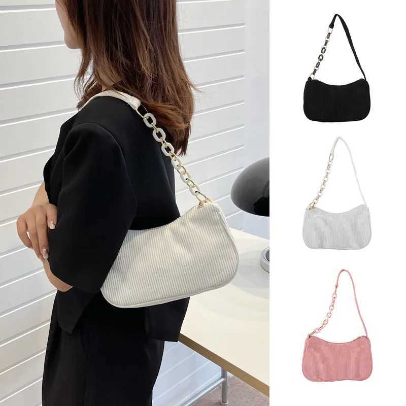 2023 Fashion Retro Corduroy Underarm Casual Shoulder Bag Solid Color Zipper Womens Handbag Clutch Z241009