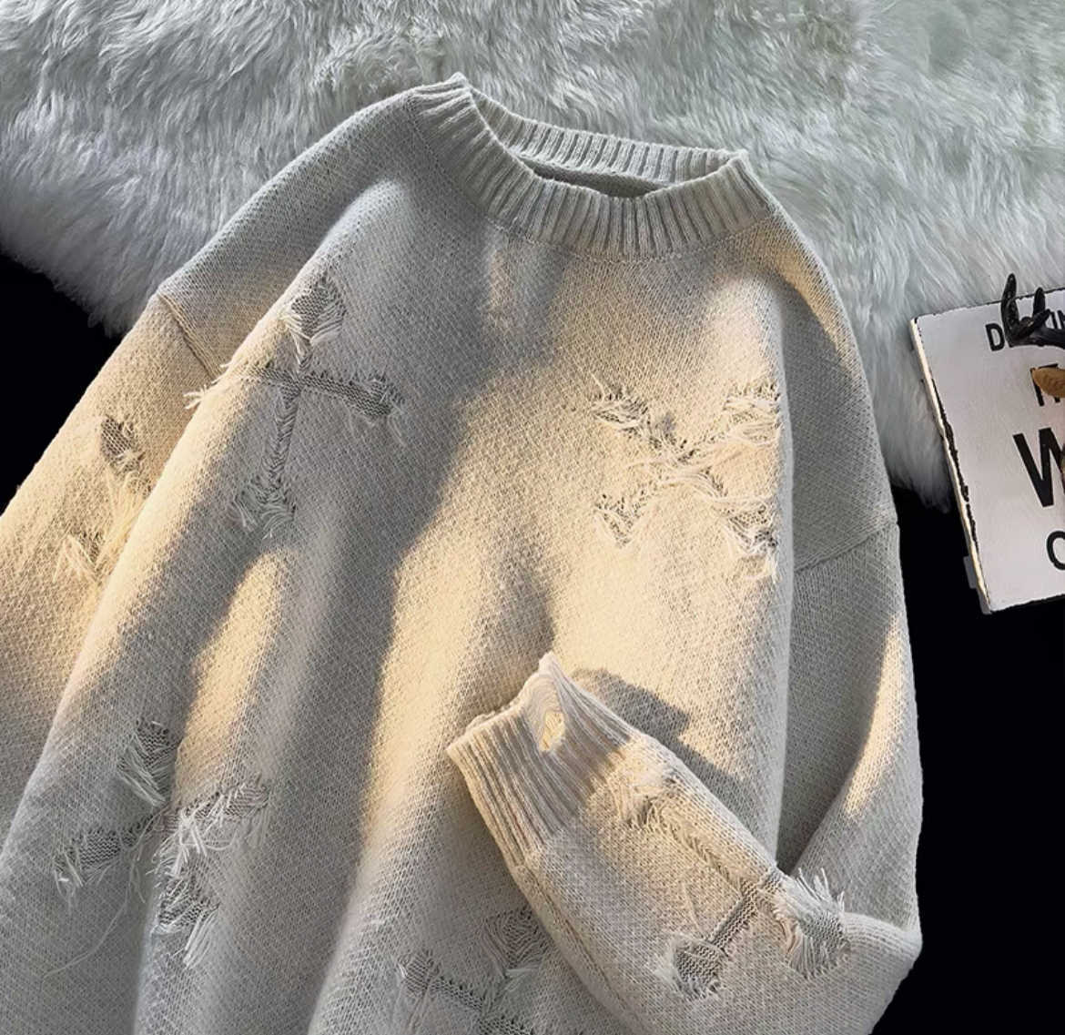 Hoodies Mens Sweatshirts 2024 Autumnand y2k Strtwear New Retro Hole Fringed Loose Versatile For Men And Women Long Slve Sweater H241009 L260612
