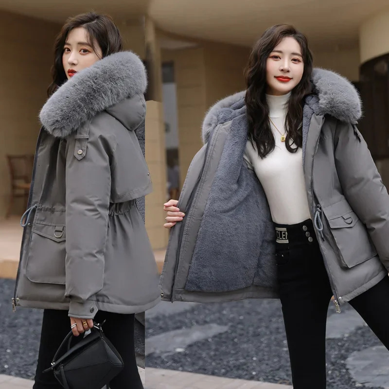 Cotton padded Korean style outerwear jacket winter item large collar cashmere cotton jacket loose fit suitable for women cotton padded Parka 2410
