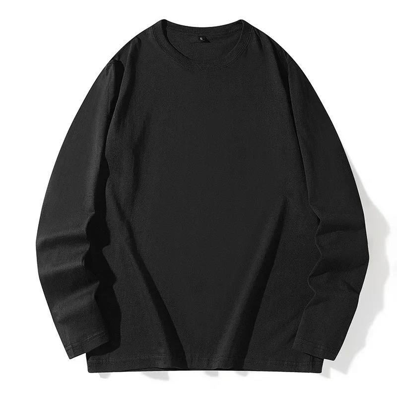 Mens Spring and Autumn Long Sleeve Tshirt Simple Fashionable Versatile Round Neck Underlay Top 241009