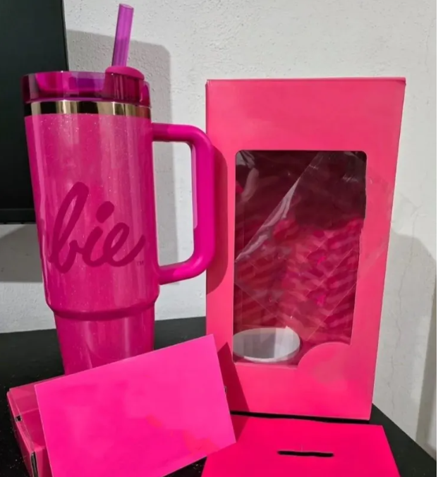 US Stock 40oz Tumblers Shiny Hot Pink Cups Rose Blue Magnolia Lilac Floral Stainless Steel Tumblers with Silicone Handle Lid Straw Purple Stars T-image-254580063
