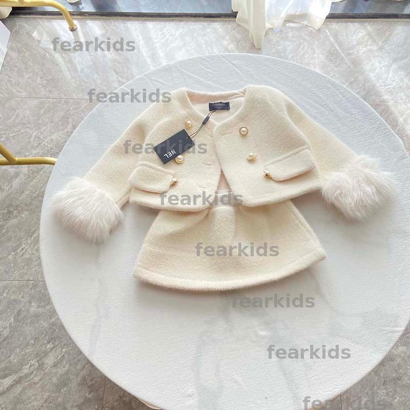 Ensemble de fourrure de vison de vison pour filles cardigan jupe enfant de luxe pour bébé