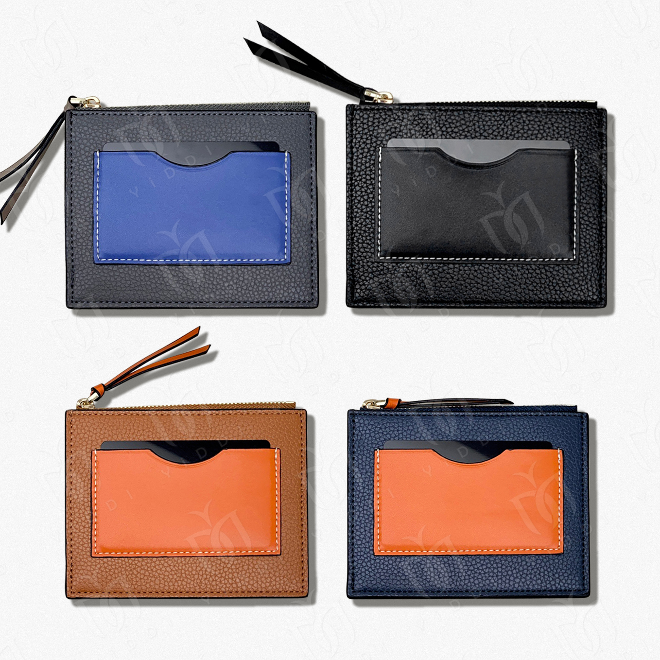 Top Quality Designer Card Holder wallet Minimalist Fashion Mens Women slim leather Credit Card Holder Zipper Coin Purse Key Pouch New wave men ID Ca